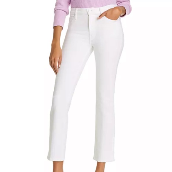 MOTHER Denim - MOTHER Mid-rise Dazzler Ankle Fray Straight Leg White Jeans